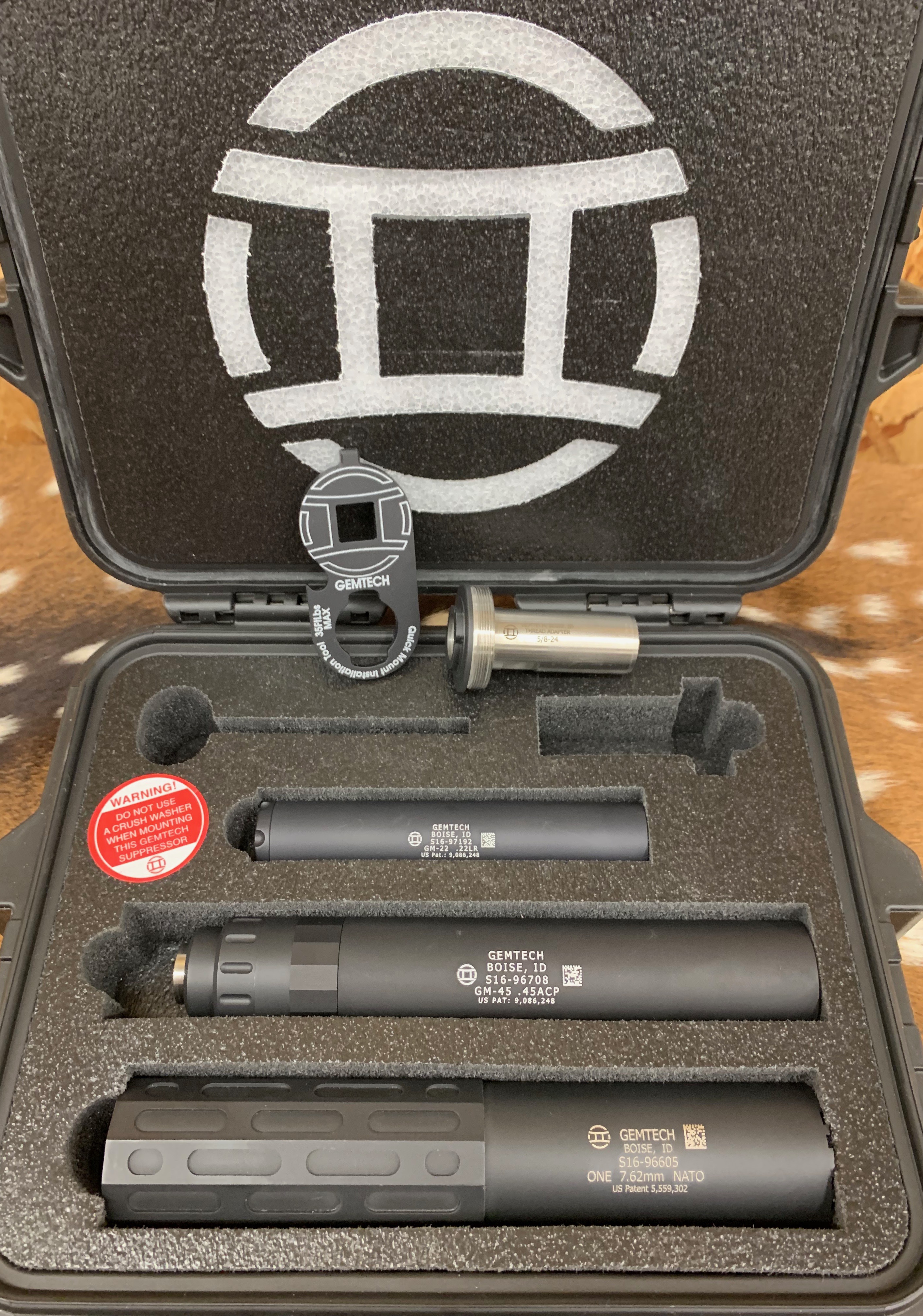 Gemtech Trilogy Set - 3 Suppressors - 22LR 45acp 7.62