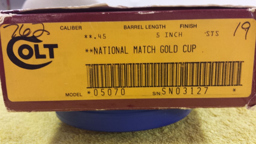 Colt Gold Cup National Match, MKIV, Series 80, Stainless NIB
