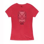 WOMEN'S SUGAR SKULL BLEND T-SHIRT MD RED HEATHER