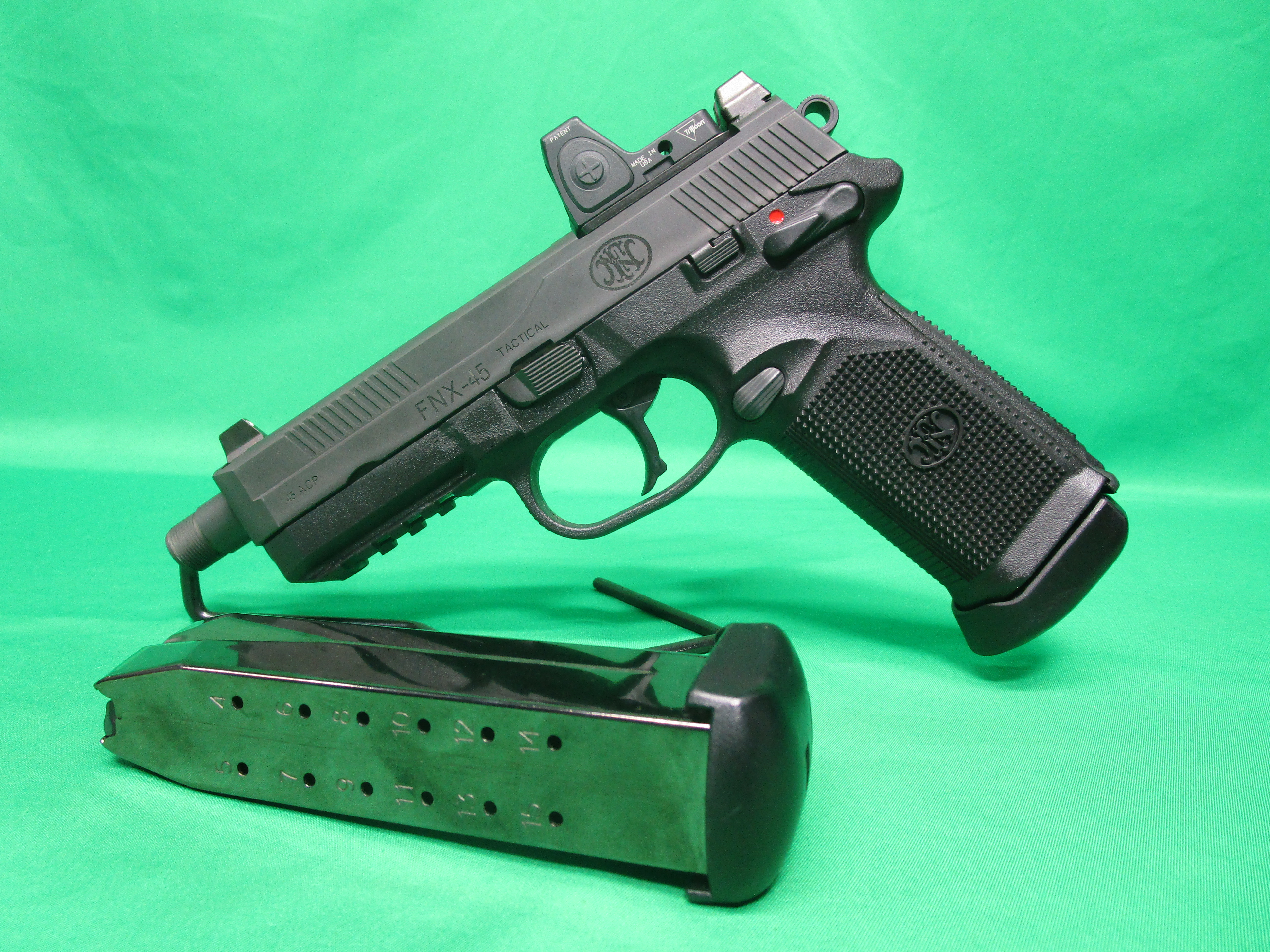 USED FN FNX-45 TACTICAL 45ACP 5" W/ TRIJICON & 2 MAGS FX3U181172