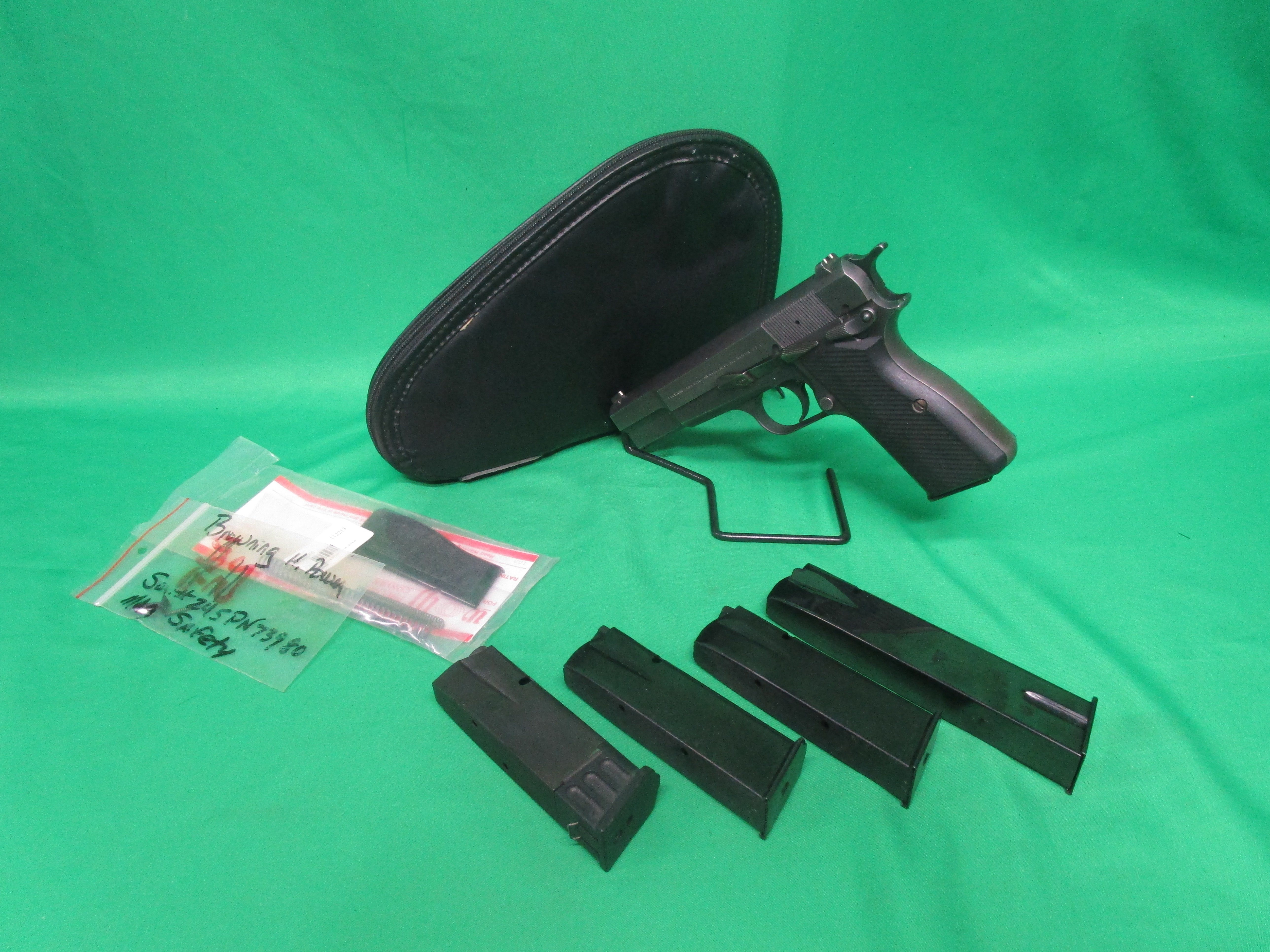 USED BROWNING HI POWER 9MM 5" W/ SOFT CASE & 5 MAGS 245PN73980