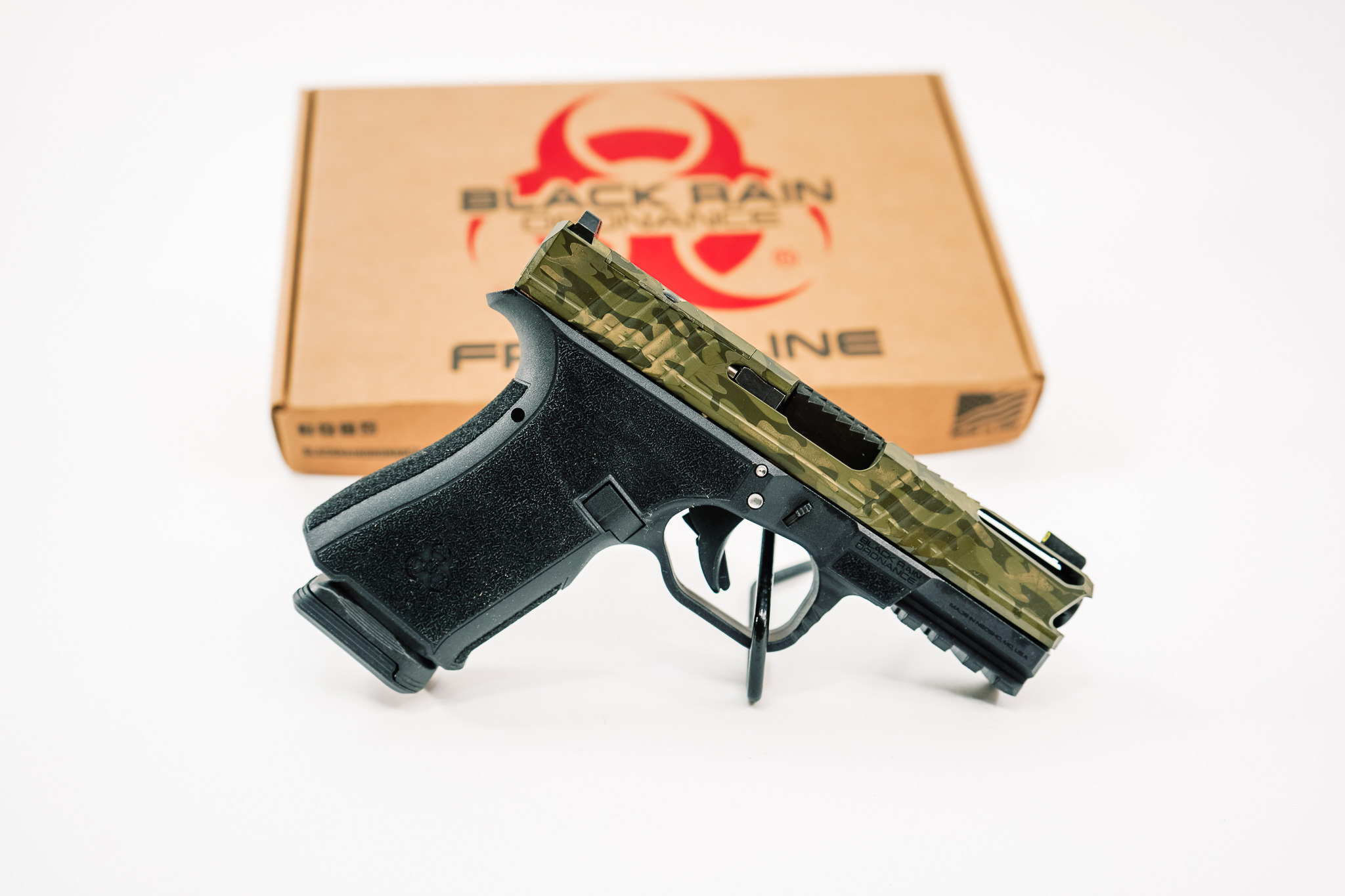 Black Rain Ordnance 9 MM 4" BBL Black OD Green BR0-SS25-FLPKG-08