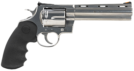 Colt Mfg ANACONDASP6RTS Anaconda 44 Mag 6 Shot 6" Stainless Recessed Target/Vent Rib Barrel, Cylinder & Frame, Black Hogue Rubber w/Finger Grooves Grip