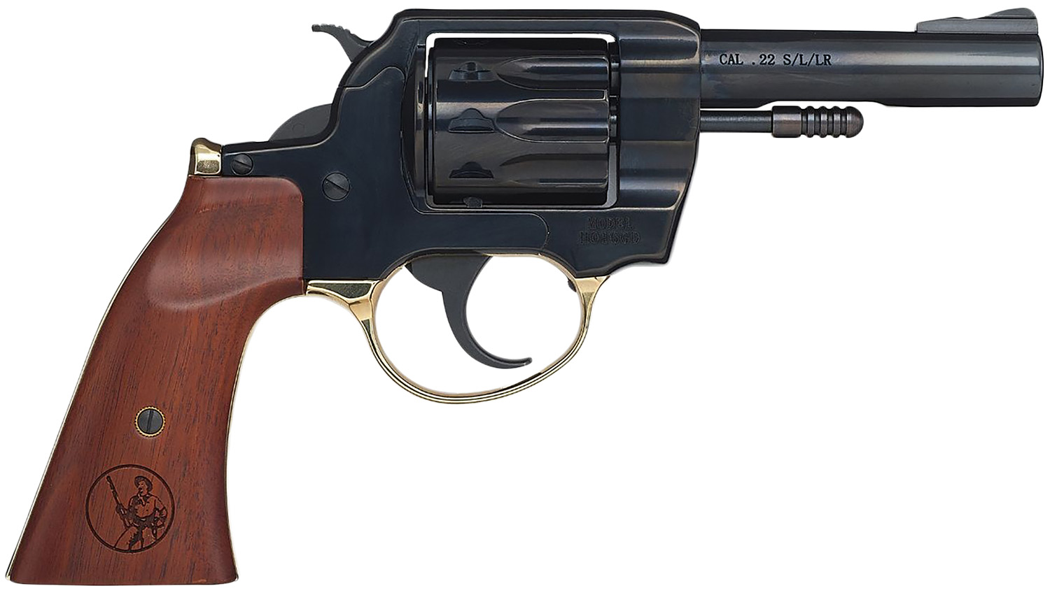Henry H016GD Golden Boy 22 LR 10 Shot 4" Blued Steel Barrel, Cylinder, Blued Polished Steel Frame, Walnut Gunfighter Grip, Transfer Bar Safety, Exposed Hammer