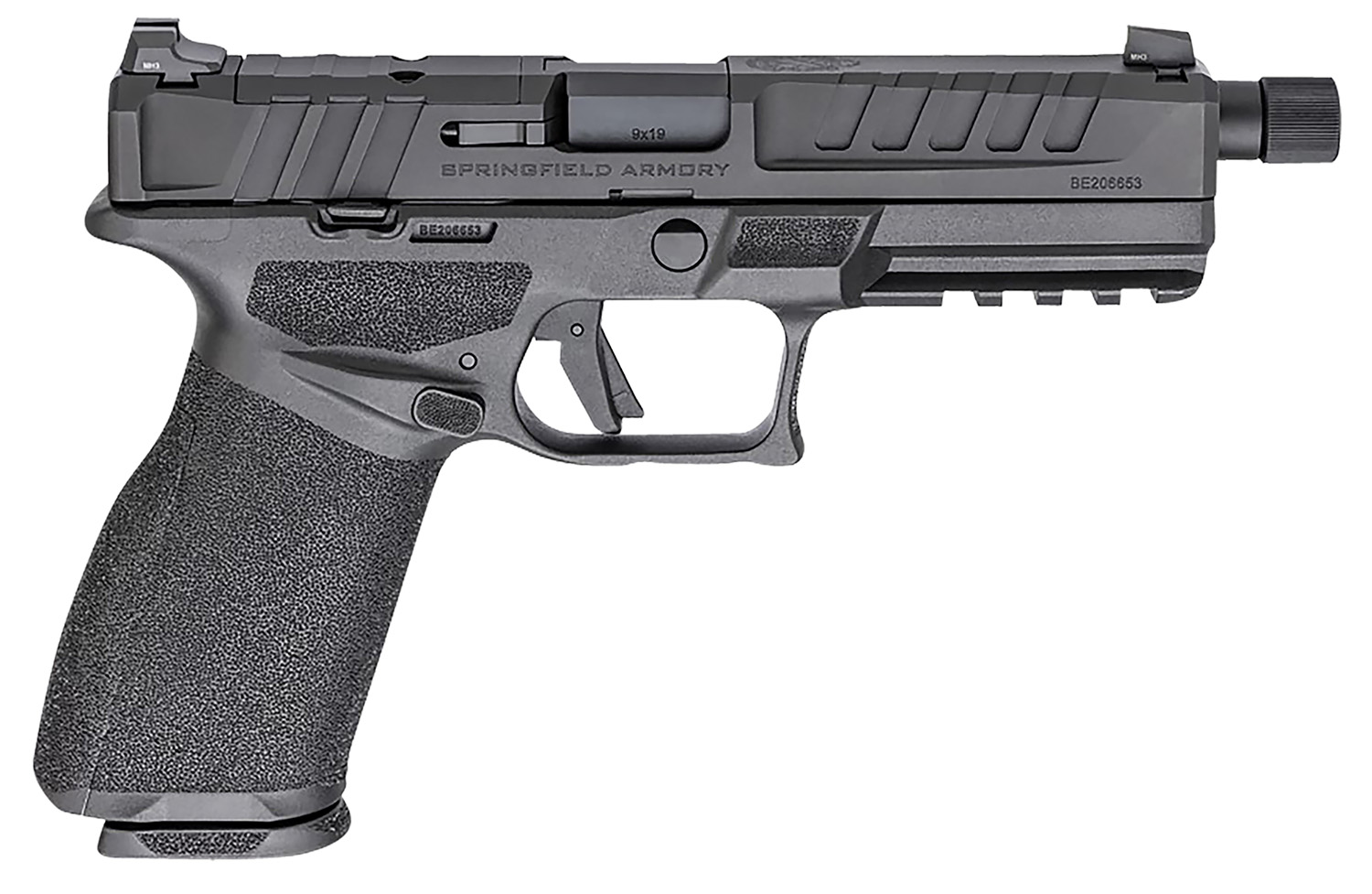 Springfield Armory ECT9459B3DGU24 Echelon Gear Up 24 Pkg 9mm Luger 20+1 5.28" Black Melonite Threaded Barrel, Black Melonite Optic Ready/Serrated Steel Slide, Black Polymer Frame w/Picatinny Rail, Interchangeable Backstrap Grip, 5 Mags, Dual Range Bag