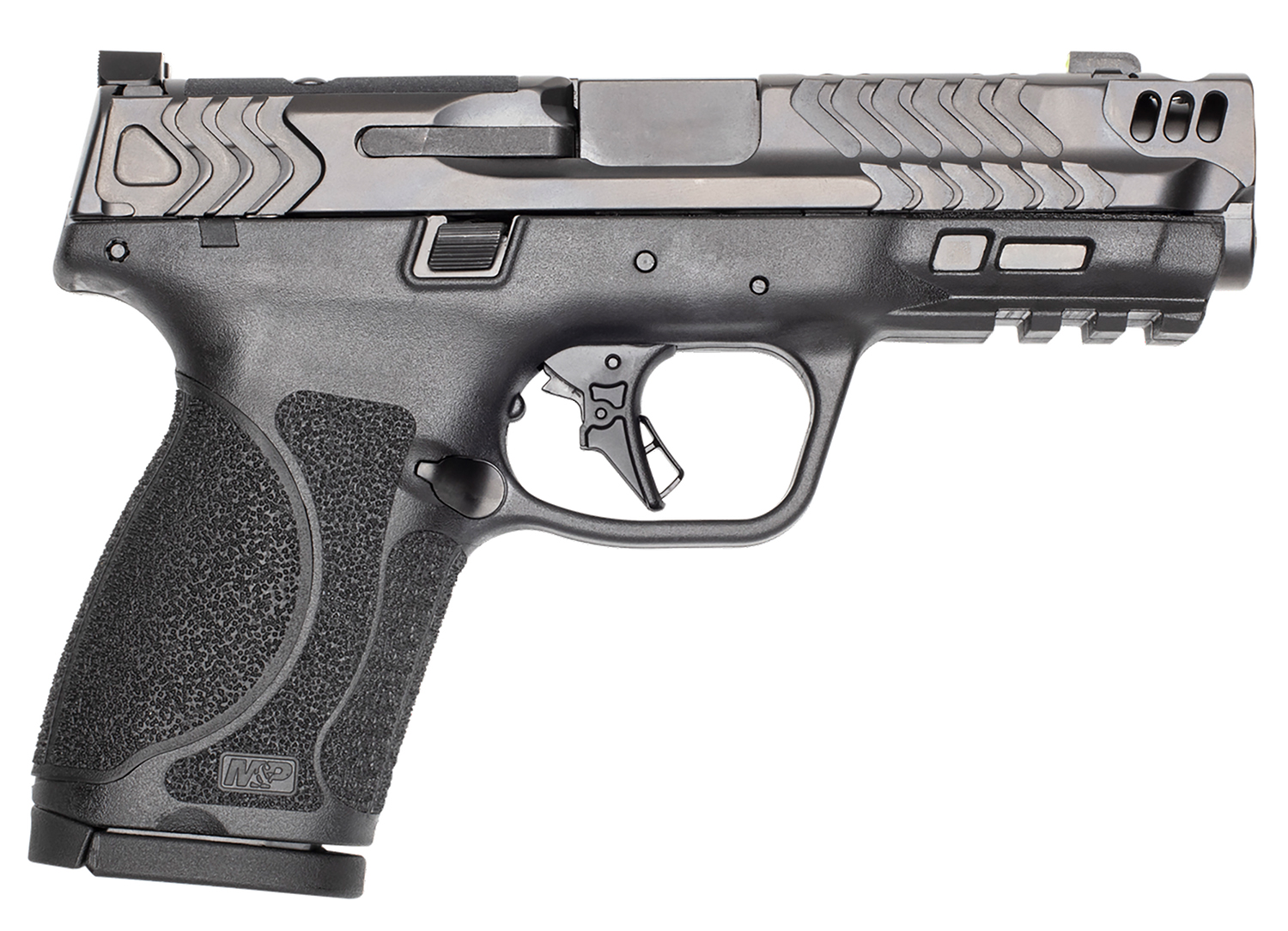Smith & Wesson 13989 M&P9 PC M2.0 Compact Frame 9mm Luger 15+1 4.22" Black Armornite Stainless Steel Barrel, Gray Armornite Optic Cut/Ported/Serrated Stainless Steel Slide, Black Polymer Frame w/Picatinny Rail, Black Textured Grip