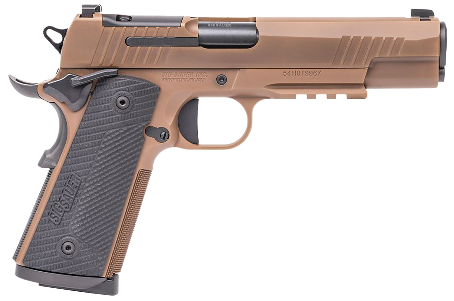 Sig Sauer 1911XR45CXR3 1911 XSeries Full Size Frame 45 ACP 8+1 5" Black DLC Carbon Steel Barrel, Coyote PVD Optic Cut/Serrated Stainless Steel Slide & Frame w/Beavertail & Picatinny Rail, Black G10 Grip