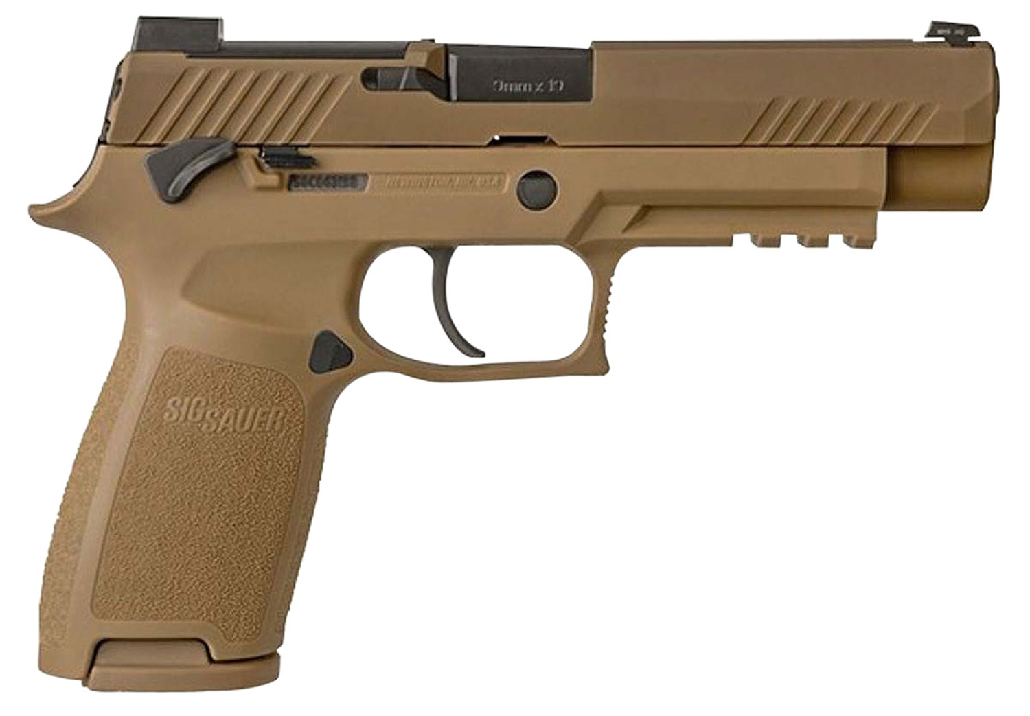Sig Sauer 320F9M17MS P320 M17 Full Size Frame 9mm Luger 17+1 /21+1, 4.70" Black Carbon Steel Barrel, Coyote PVD Serrated Stainless Steel Slide, Coyote PVD Stainless Steel Frame w/Beavertail & Picatinny Rail, Coyote Polymer Grip, Manual Thumb Safety, Right