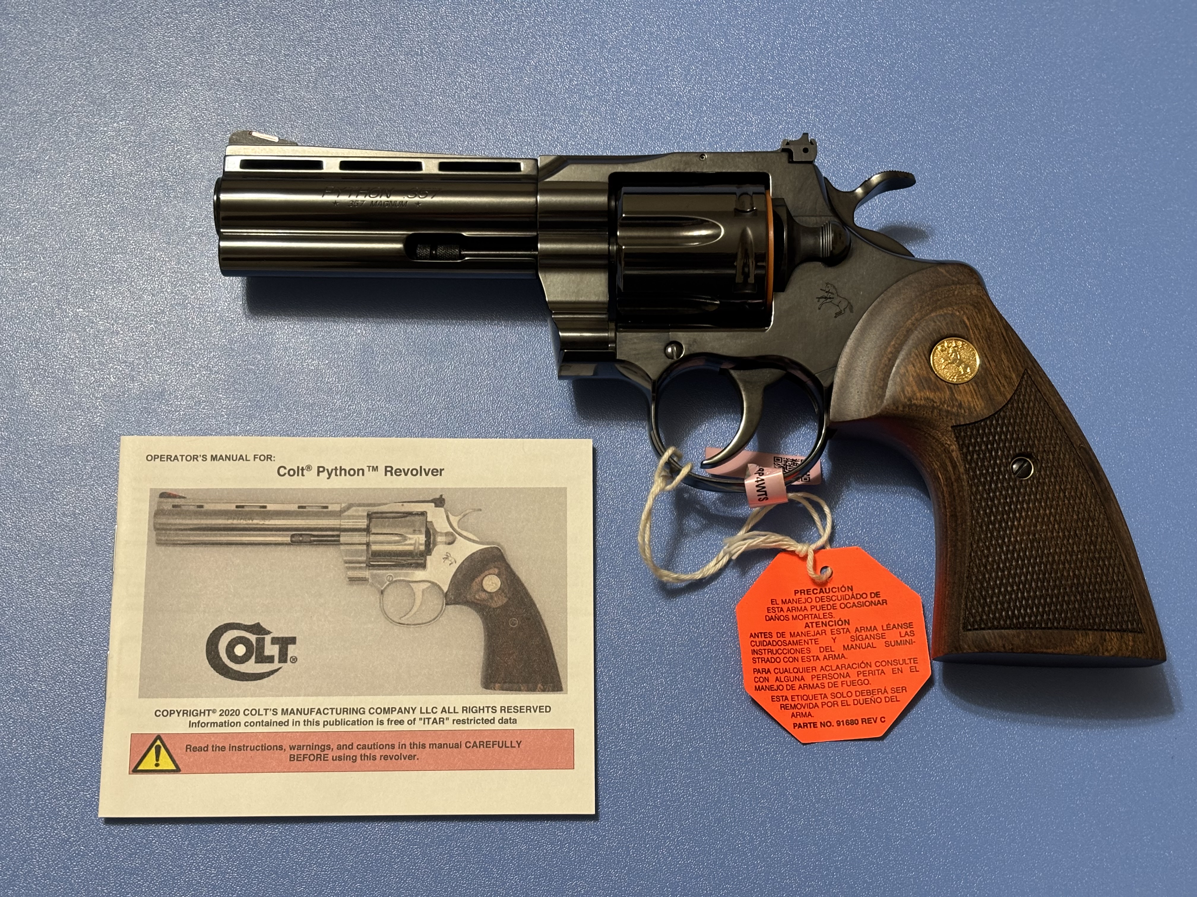 Colt Python .357MAG 6-Shot 4.25" Blued Revolver Factory New Walnut Grips