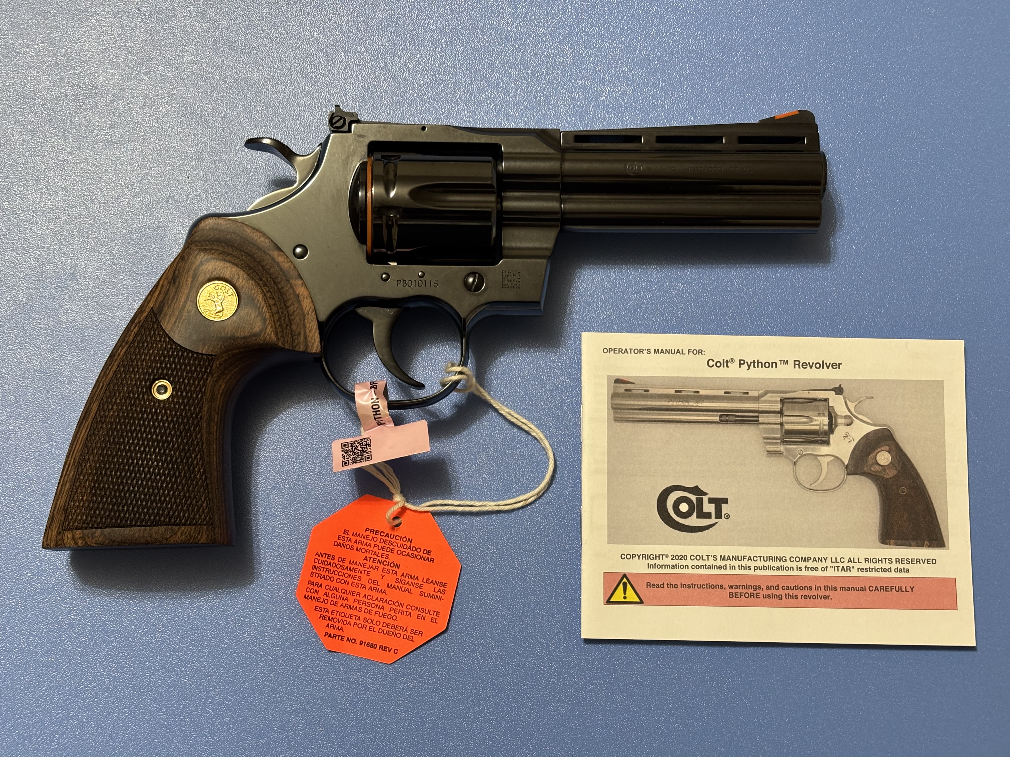 Colt Python .357MAG 6-Shot 4.25" Blued Revolver Factory New Walnut Grips